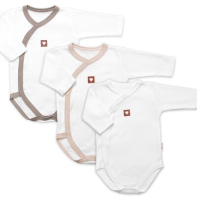 Rastúca výhodná sada, 3x Body pre bábätko Nature - béžová/taupe/biela