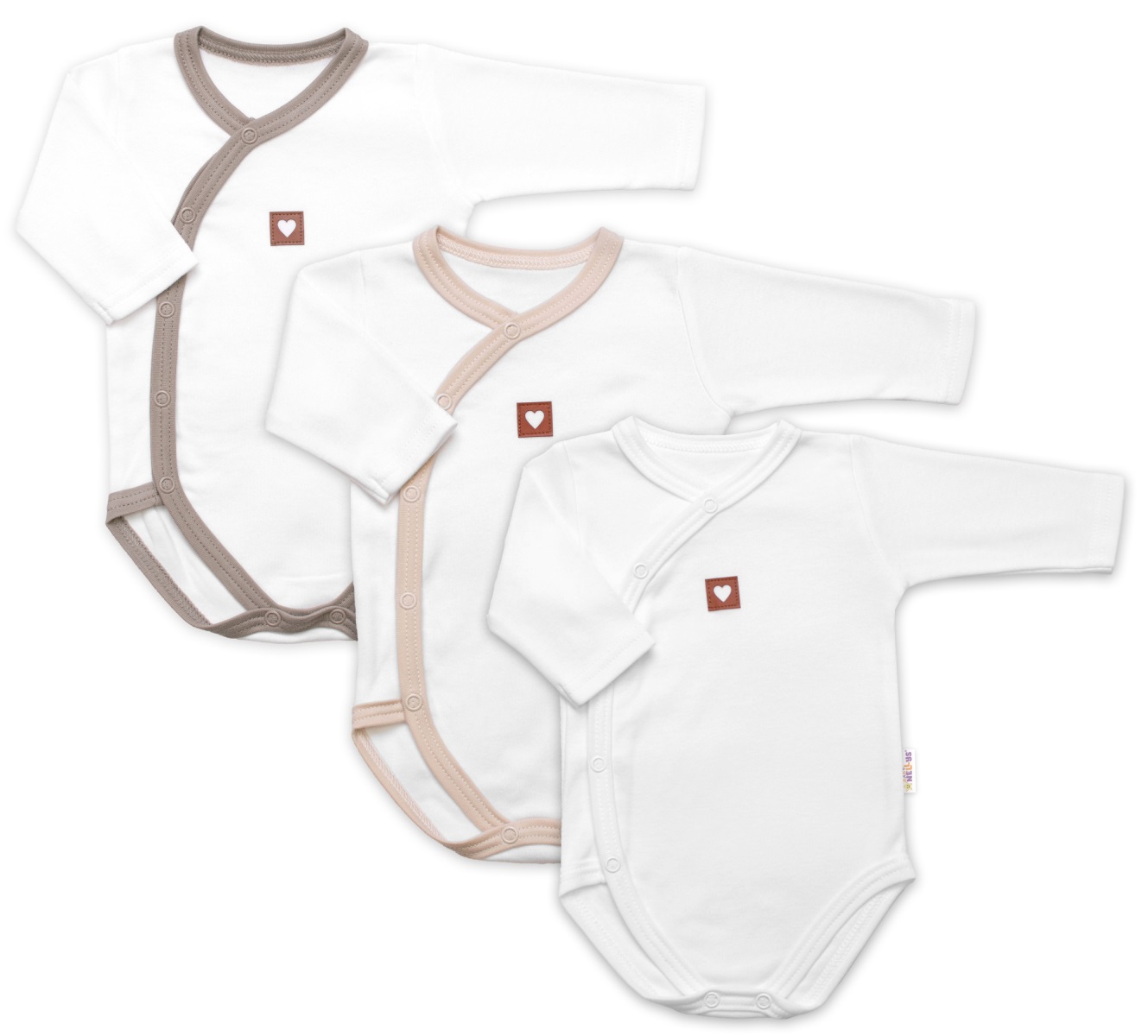 Rastúca výhodná sada, 3x Body pre bábätko Nature - béžová/taupe/biela