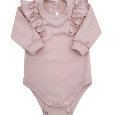 Rastúce body dlhý rukáv s volánikmi, bavlna, staroružová, veľ. 68/74