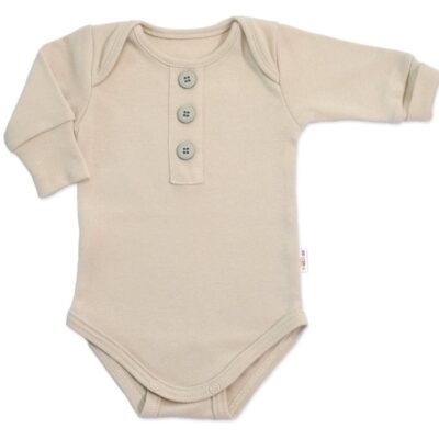 Rastúce body NATURE, dlhý rukáv s gombíkmi, bavlna, béžová, 68/74