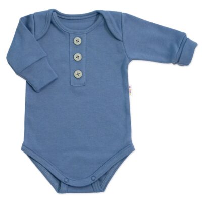 Rastúce body NATURE, dlhý rukáv s gombíkmi, bavlna, jeans, 68/74