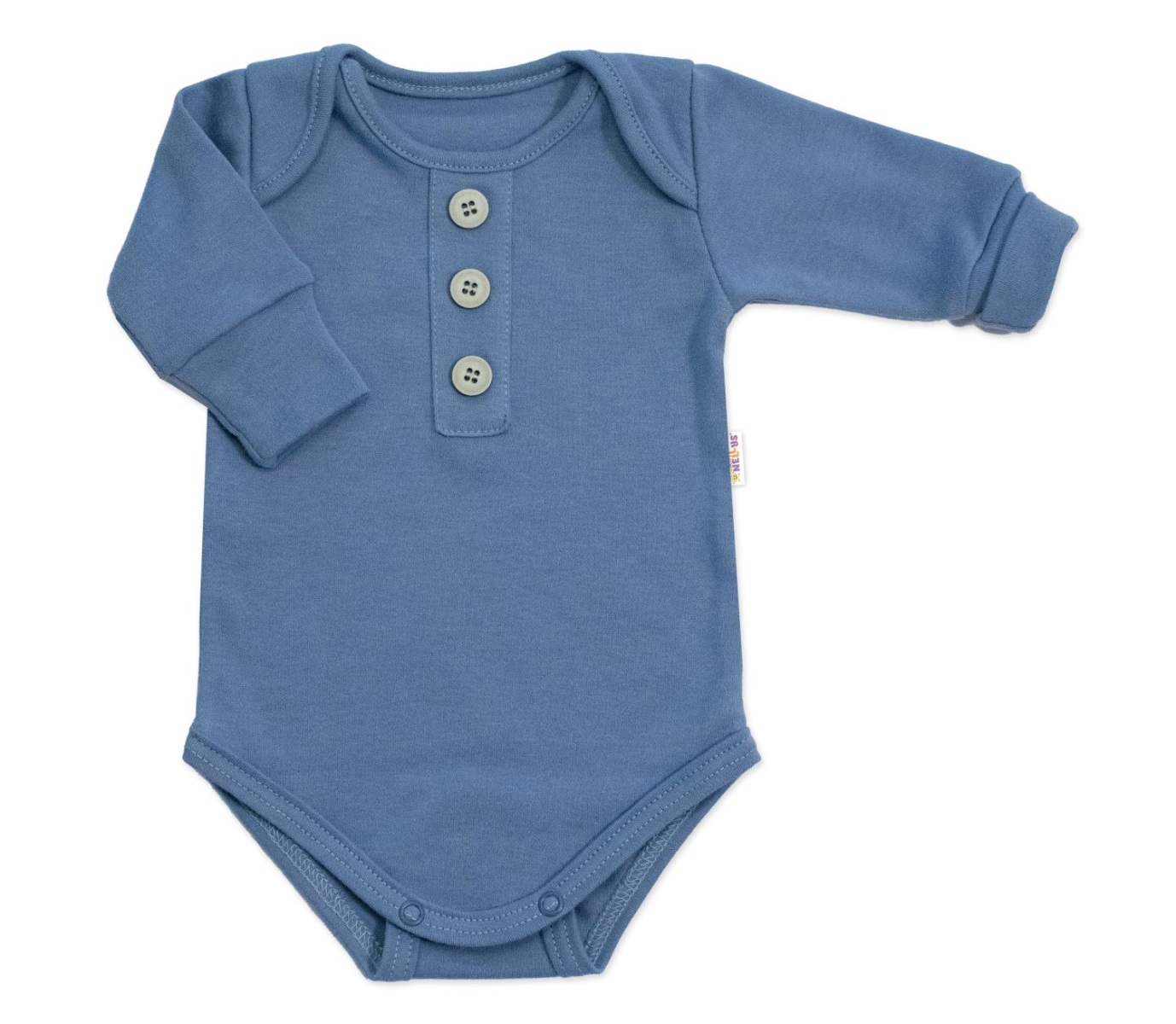 Rastúce body NATURE, dlhý rukáv s gombíkmi, bavlna, jeans, 68/74