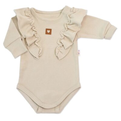 Rastúce body NATURE, dlhý rukáv s volánikmi, bavlna, béžová, veľ. 56/62