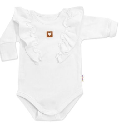 Rastúce body NATURE, dlhý rukáv s volánikmi, bavlna, biele, veľ. 56/62