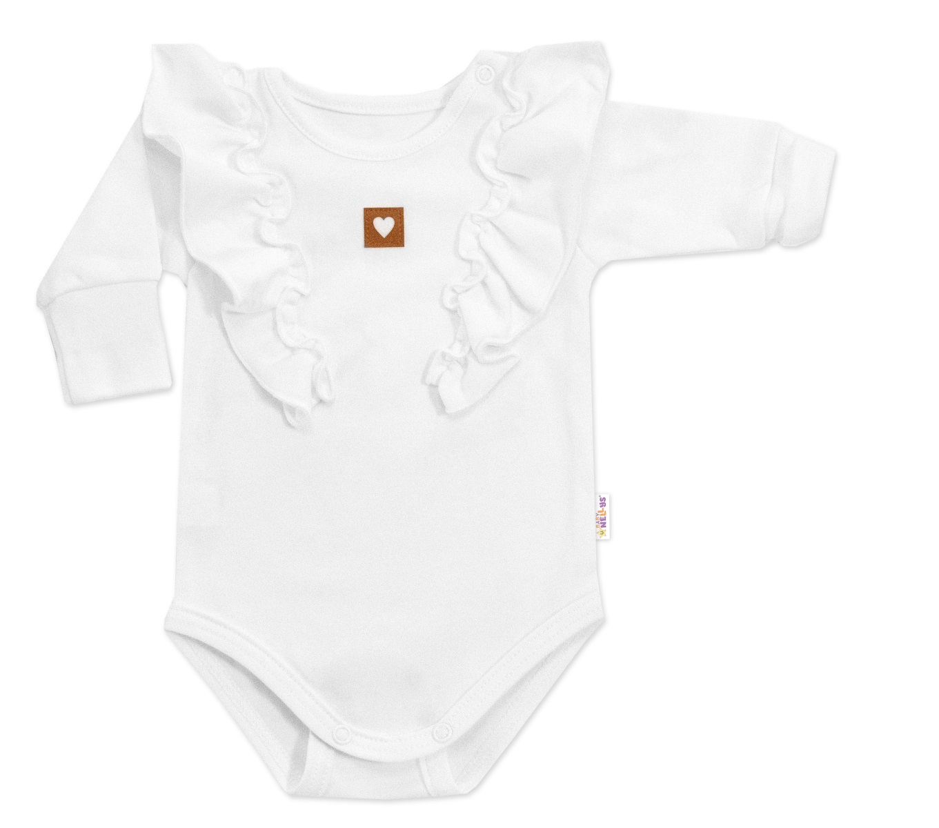 Rastúce body NATURE, dlhý rukáv s volánikmi, bavlna, biele, veľ. 56/62