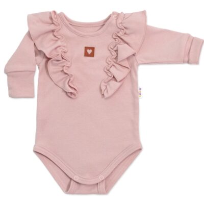 Rastúce body NATURE, dlhý rukáv s volánikmi, bavlna, staroružová, veľ. 56/62