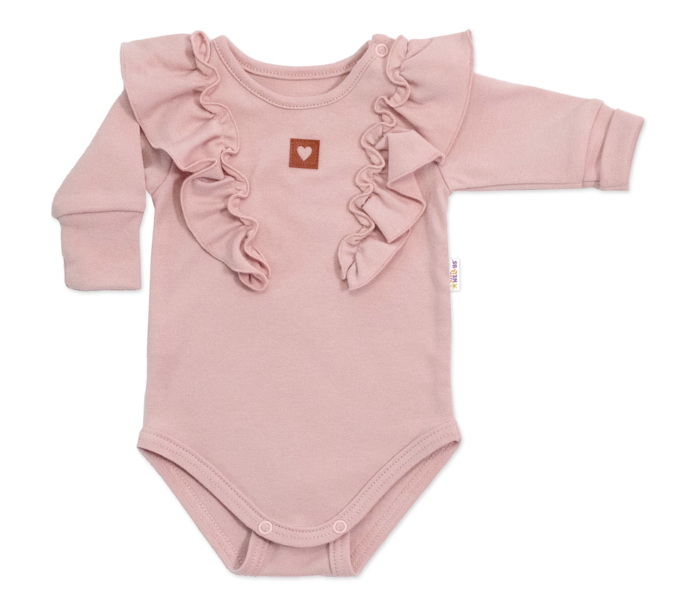 Rastúce body NATURE, dlhý rukáv s volánikmi, bavlna, staroružová, veľ. 62/68