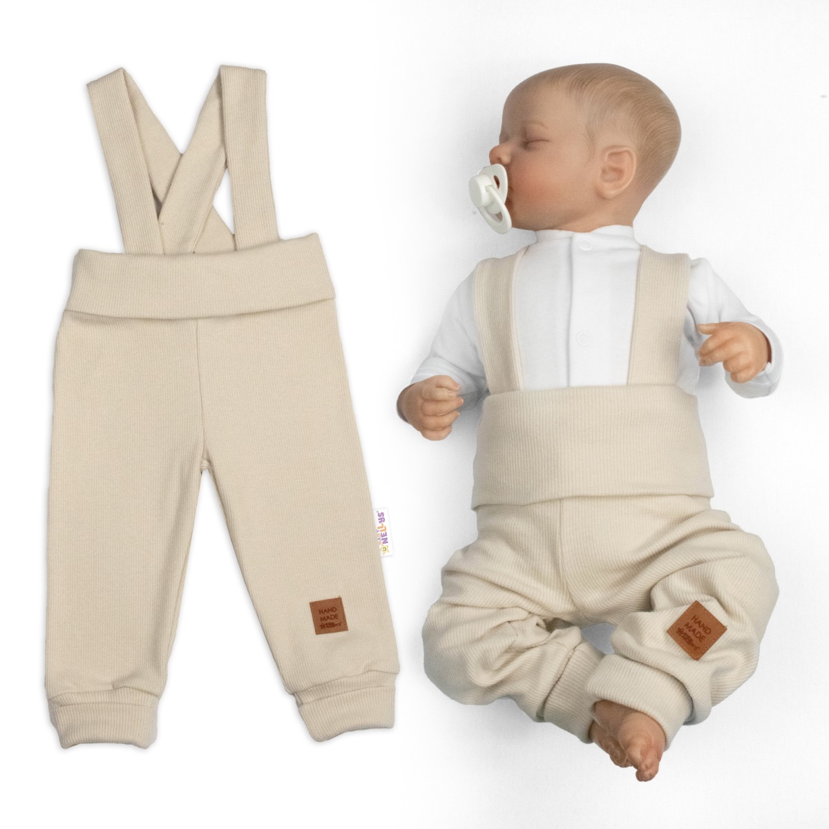 Rastúce legíny s trakmi, rebrované so širokým pásom - béžové