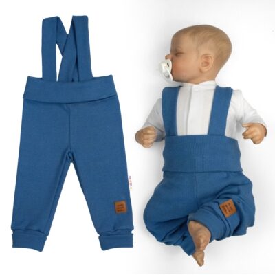 Rastúce legíny s trakmi, rebrované so širokým pásom - modré, 80/86