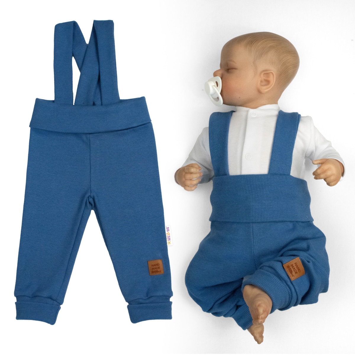 Rastúce legíny s trakmi, rebrované so širokým pásom - modré