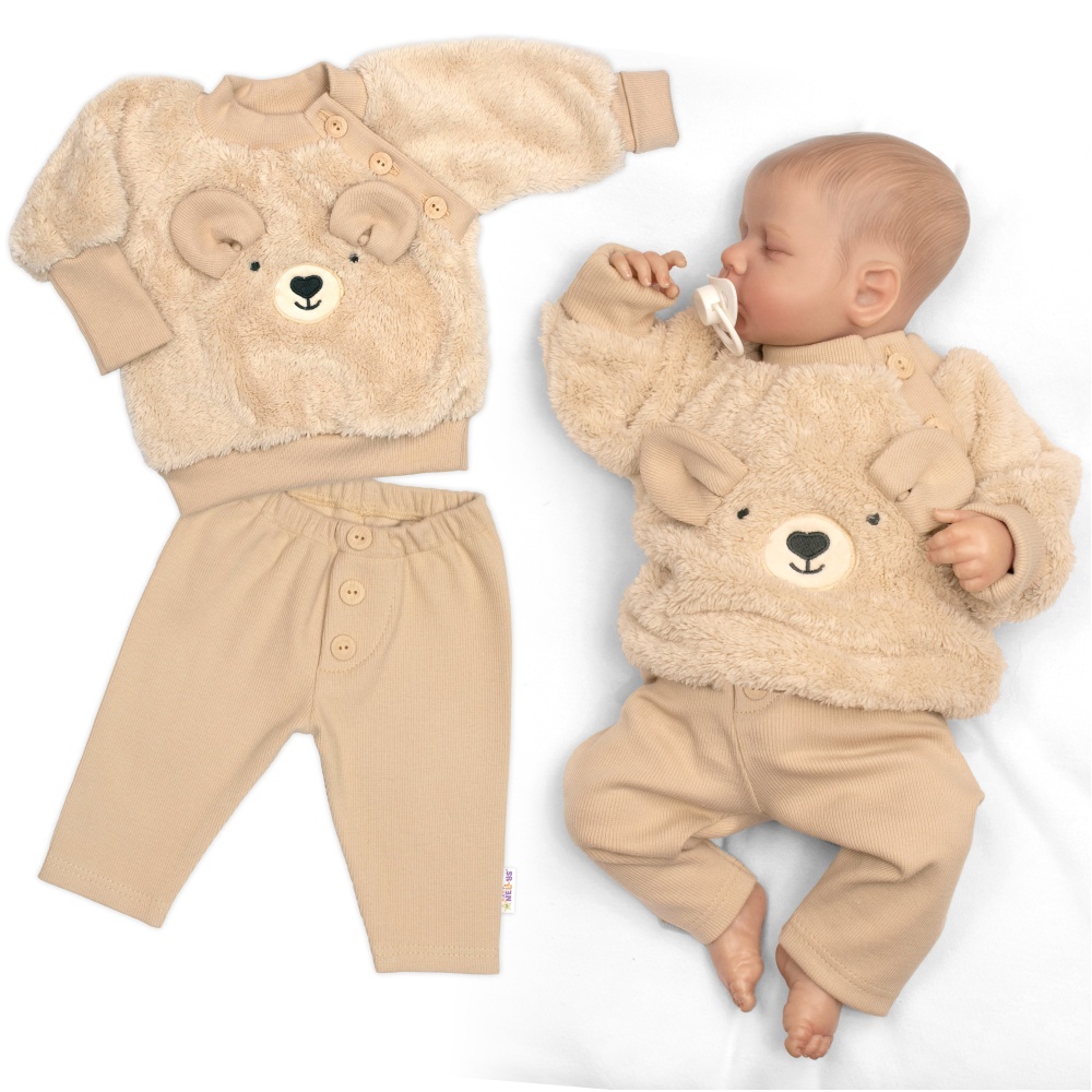 Rastúci chlupáčková mikina a nohavice Macko, 2D béžová, 68/74