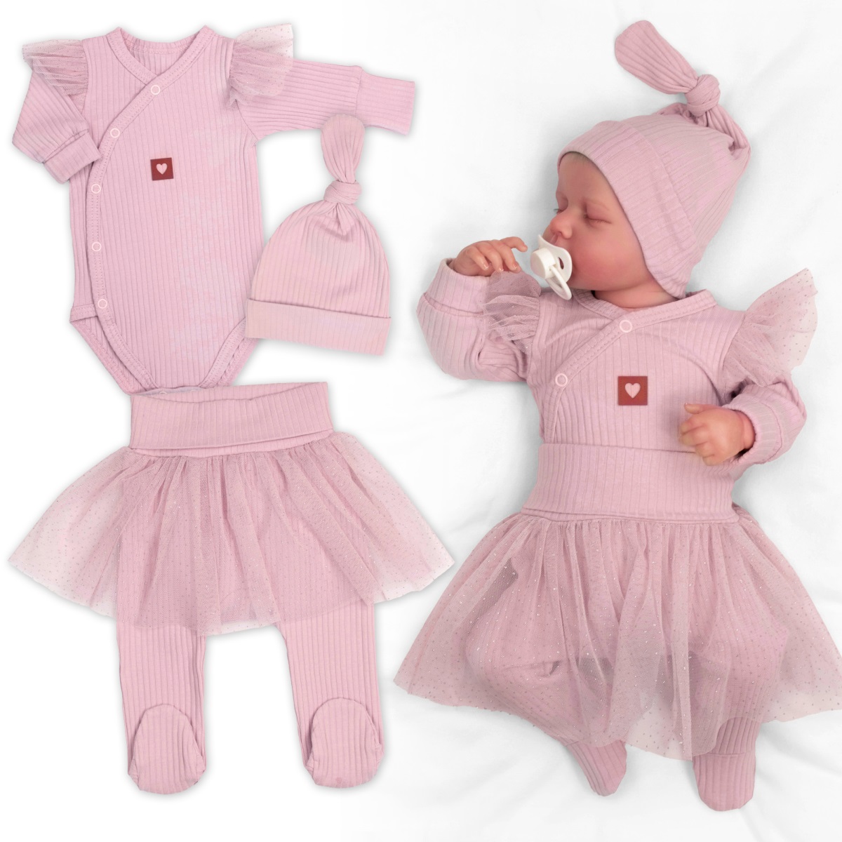 Rebrovaná rastúca súprava 3D Lux, Sweet Angel - púdrovo ružová