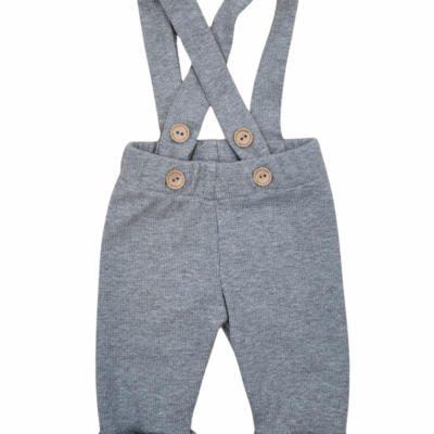 Rebrované rastúce legíny s trakmi na gombíky - šedé melírová, veľ. 68/74