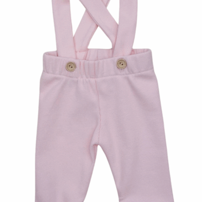 Rebrované rastúce legíny s trakmi na gombíky - sv. ružové, veľ. 68/74