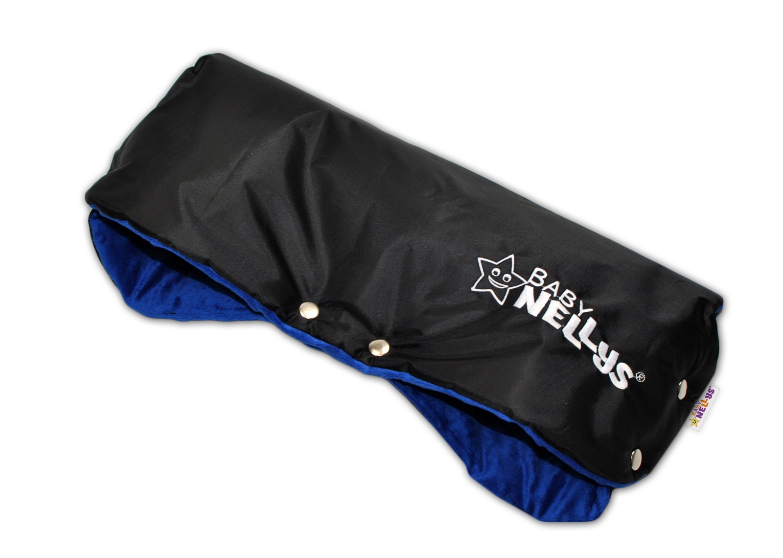 Baby Nellys: Rukávnik Minky (modrá/čierny)