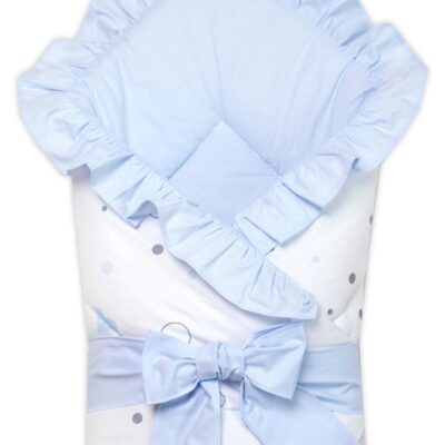 Rýchlozavinovačka s volánikom a stuhou I love Boy Baby Nellys, modrá/biela