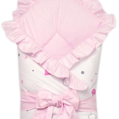 Rýchlozavinovačka s volánikom a stuhou I love Girl Baby Nellys, ružová/biela