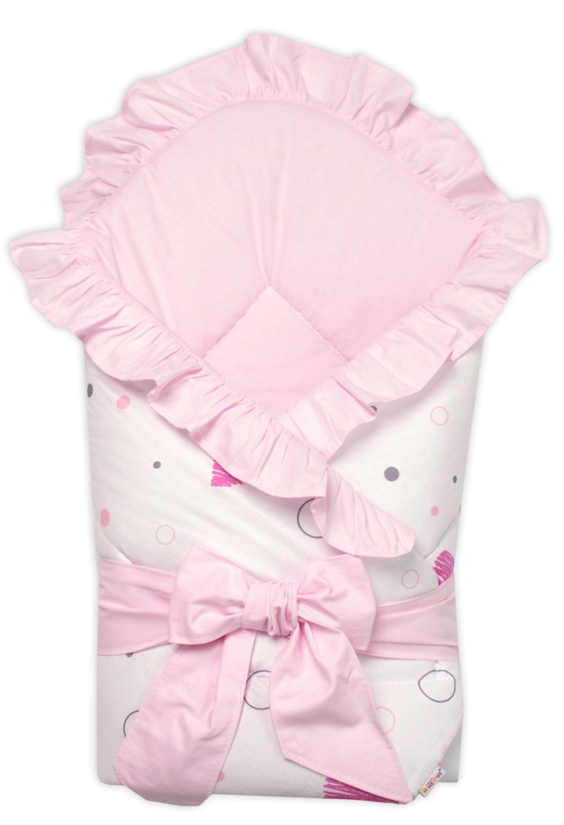 Rýchlozavinovačka s volánikom a stuhou I love Girl Baby Nellys, ružová/biela