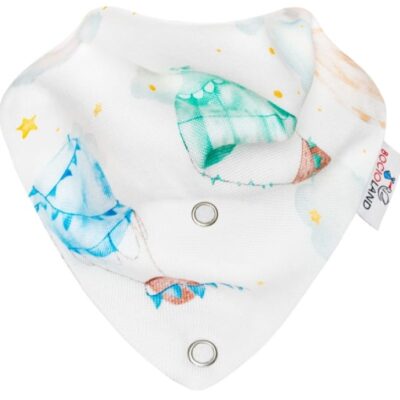 Šatka s hryzátkom, Balóny - biela s potlačou