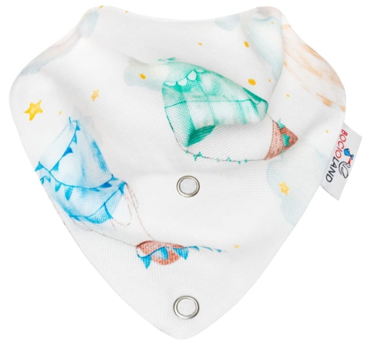 Šatka s hryzátkom, Balóny - biela s potlačou