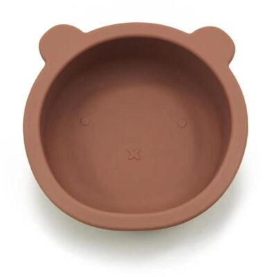 Silikónová miska s prísavkou Medvedík, priemer 12 cm - hnedá