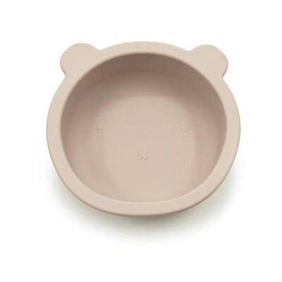 Silikónová miska s prísavkou Medvedík, priemer 12 cm - svetlo béžová