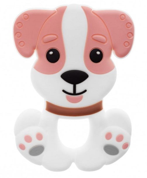 Silikónové hryzátko Psík (ružové)