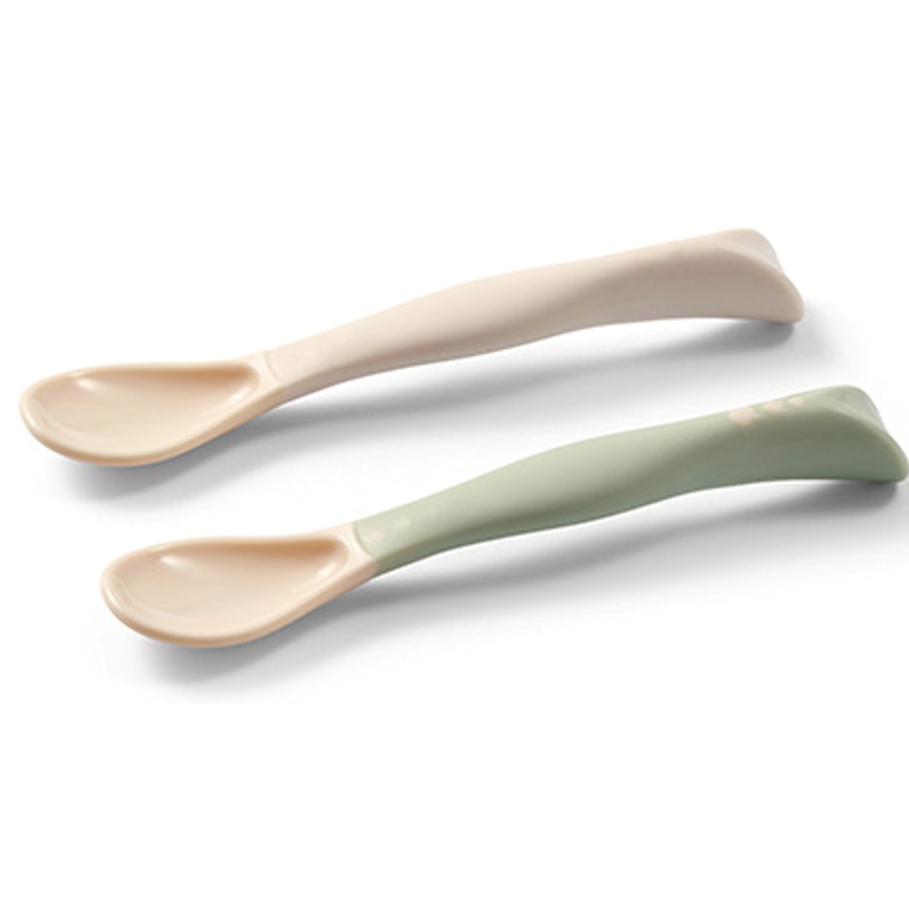 Silikónové lyžičky pre deti, mäkké, flexibilné 2 ks, béžová/mätová