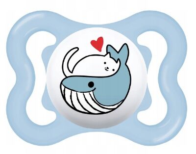 Silikónový cumlík Mam Supreme s krabičkou - Veľryba, modrý