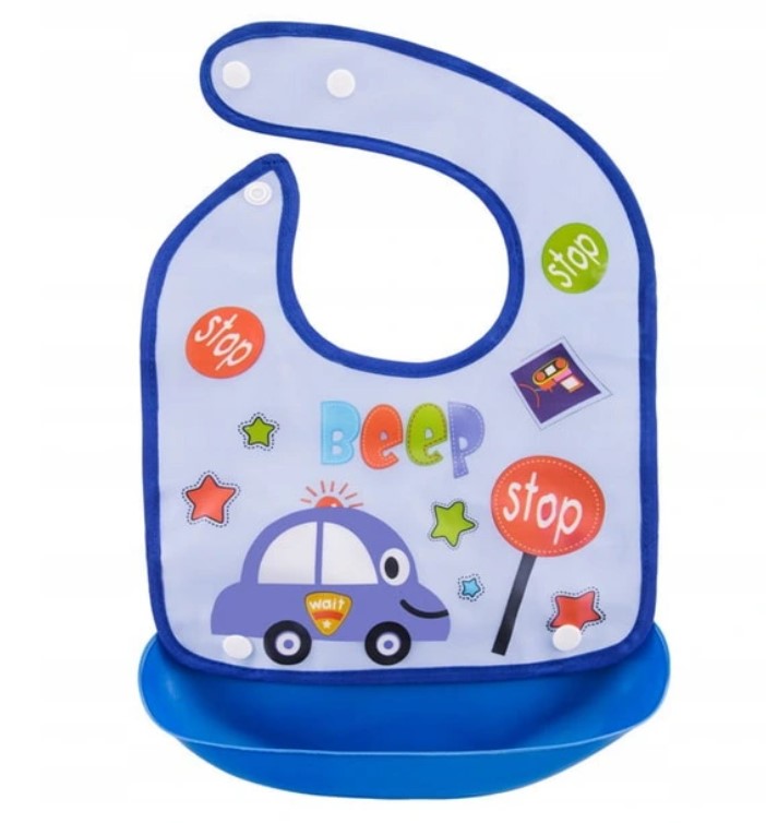 Silikónový podbradník Autíčko (modré)