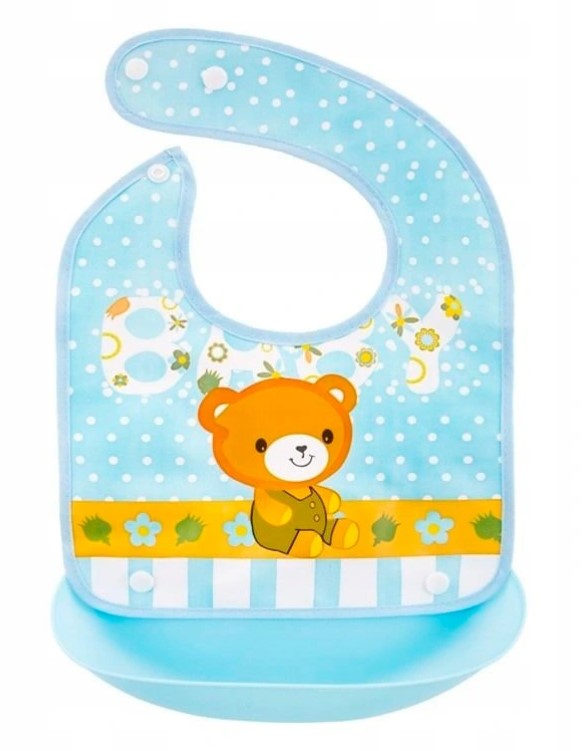Silikónový podbradník Medvedík (modrý)