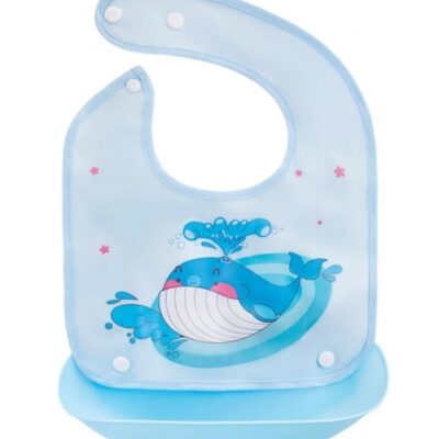 Silikónový podbradník Veľryba (modrá)
