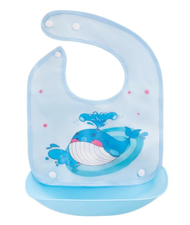 Silikónový podbradník Veľryba (modrá)