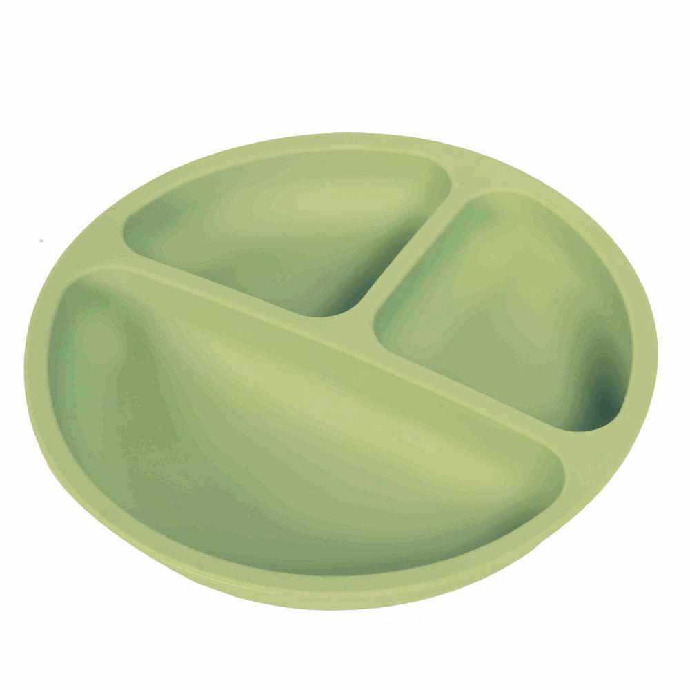 Silikónový tanier, trojkomorový - olivový