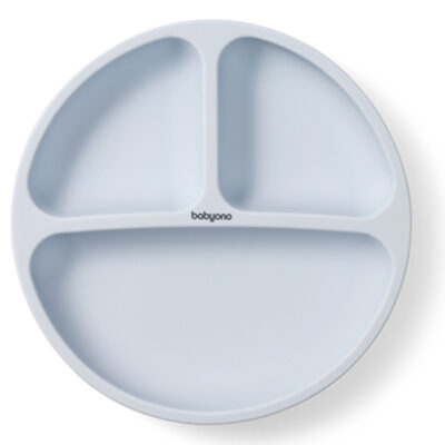 Silikónový tanier, trojkomorový s prísavkou - modrý