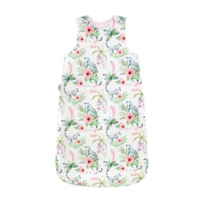 Spací vak bavlna, Lemur, biela/ružová/zelená