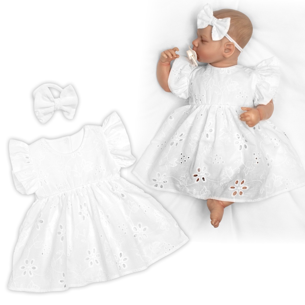 Sukničkobody s volánikom + čelenka Viktorie, Madeira, 2D sada, biele