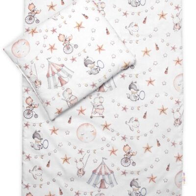 Súprava do kočíka bavlnená, Cirkus Baby Nellys, biela/béžová