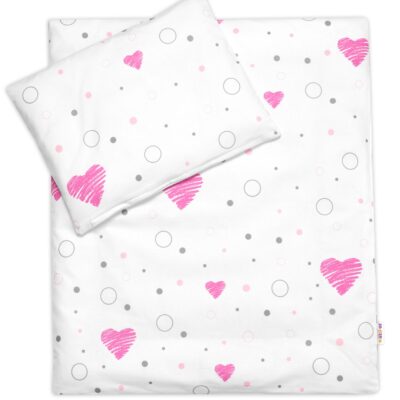 Súprava do kočíkov s výplňou, I love Girl Baby Nellys, ružová/biela