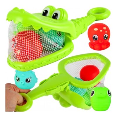 Súprava do kúpeľa Krokodíl, sieťka + 3 zvieratká, Tulimi, zelená