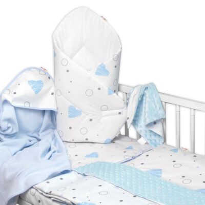 Súprava do postieľky 6D, I love Boy, Baby Nellys 135x100cm, biela/modrá