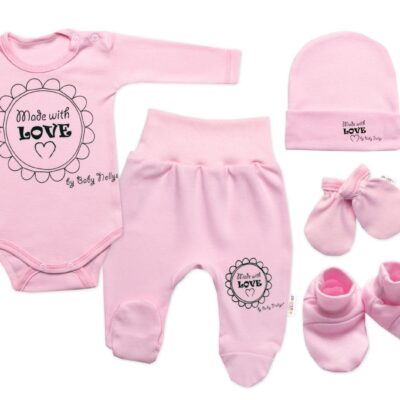 Súpravička do pôrodnice 5D Made with love, Baby Nellys - ružová, veľ. 62