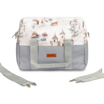 Taška ku kočíku, ekokoža, Dráčik modrý, jeans