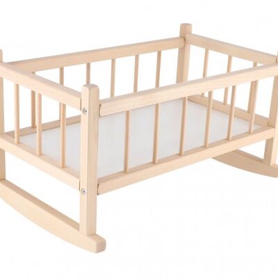 Teddies: Drevená kolíska pre bábiky