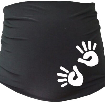 Tehotenský pás s ručičkami - čierny, L/XL, Be MaaMaa
