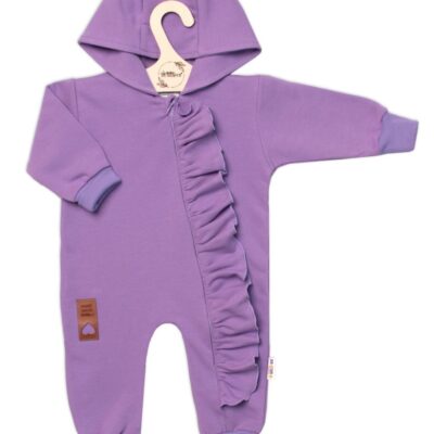 Teplákový overal s volánikom a kapucňou GIRL, Baby Nellys, fialový