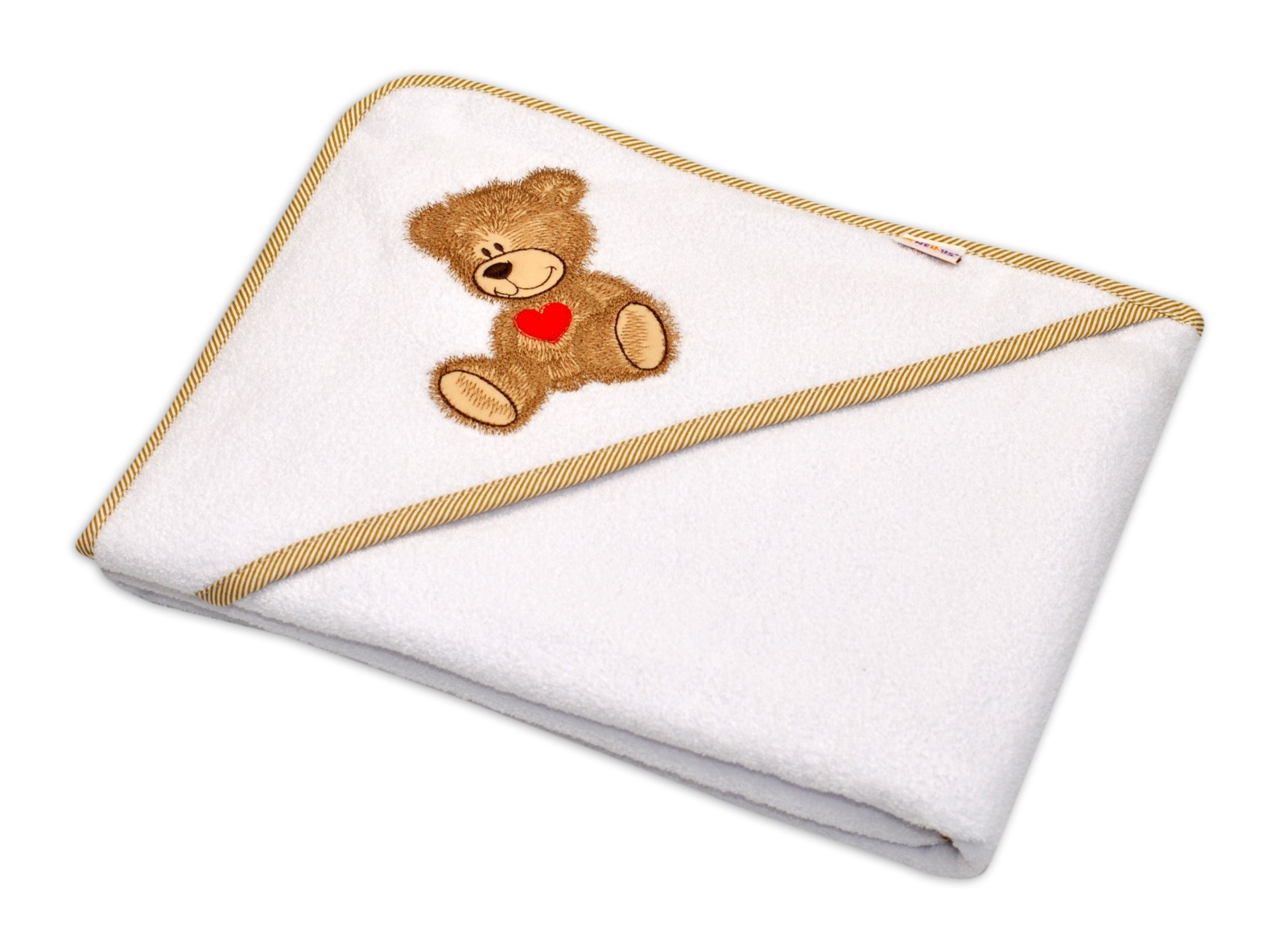 Baby Nellys: Biela termo osuška MEDVEDÍK s kapucňou