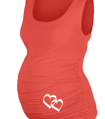 Top, tielko Dana s potlačou srdiečok - koralové, vel. S/M
