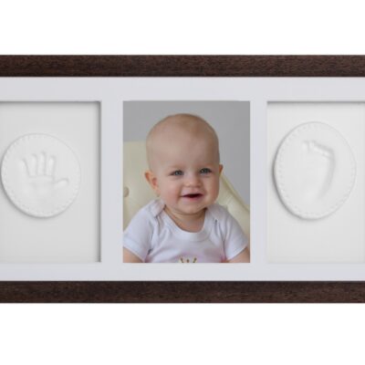 Trojrámik, Baby odtlačok v rámčeku - darčeková sada pre bábätko - tm. hnědá