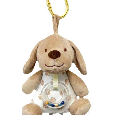 Tulilo Závesná plyšová hračka s hrkálkou Psík, 18 cm - béžová